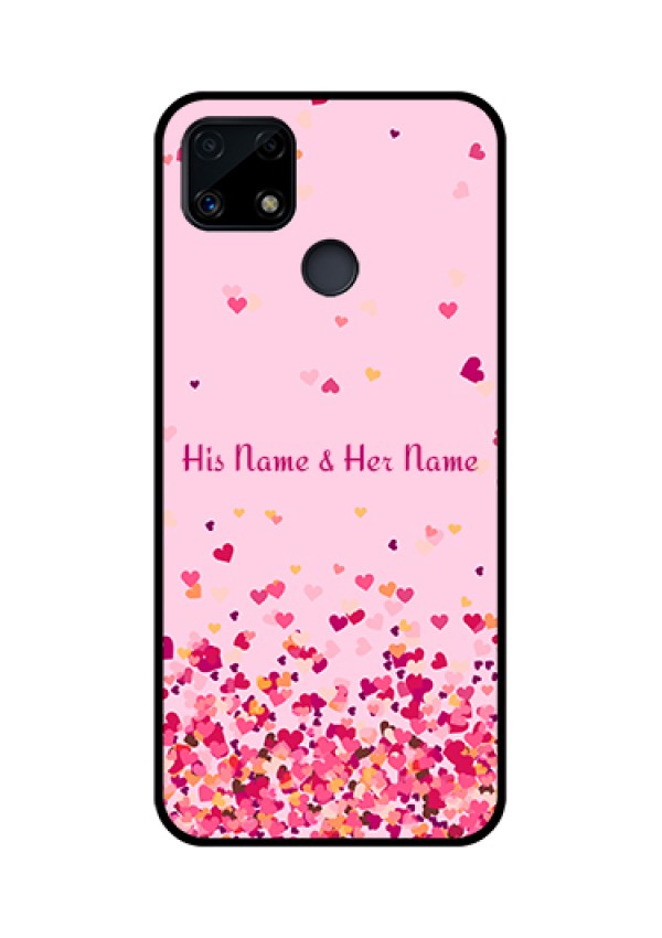 Narzo 20 Photo Printing on Glass Case - Floating Hearts Design