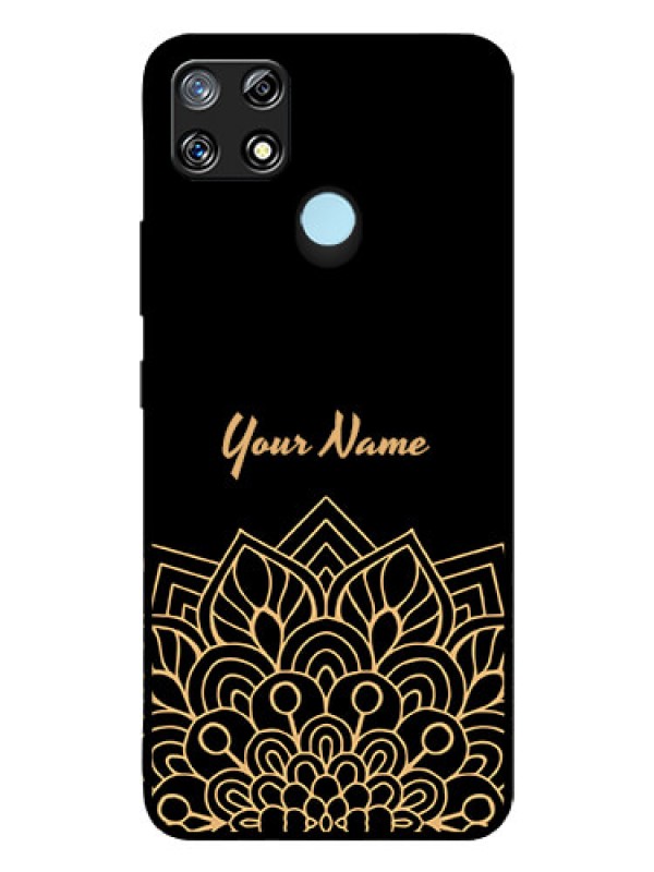 Custom Narzo 20 Custom Glass Phone Case - Golden mandala Design