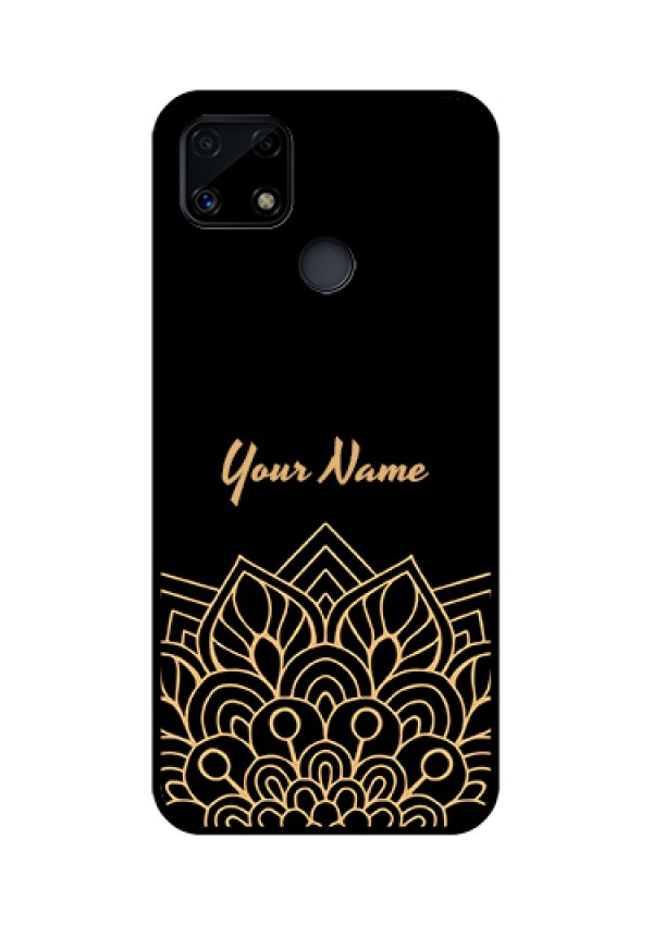 Narzo 20 Custom Glass Phone Case - Golden mandala Design