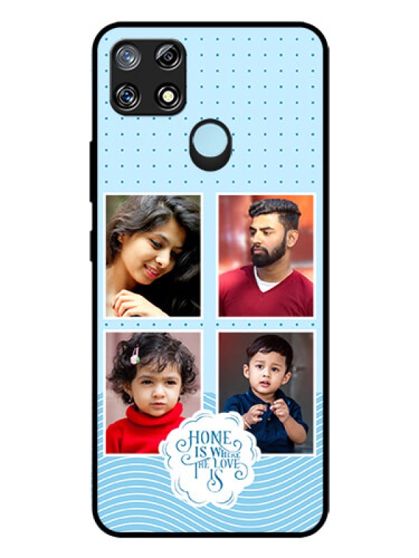 Custom Narzo 20 Custom Glass Phone Case - Cute love quote with 4 pic upload Design