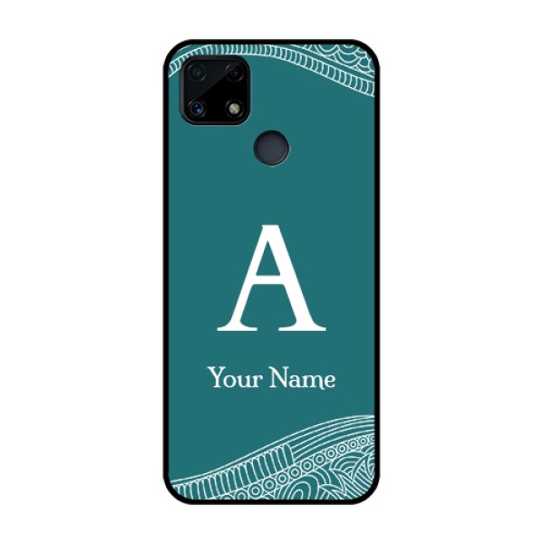 Narzo 20 Personalized Glass Phone Case - line art pattern with custom name Design Narzo 20 Personalized Glass Phone Case - line art pattern with custom name Design
