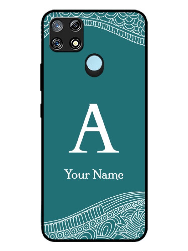 Custom Narzo 20 Personalized Glass Phone Case - line art pattern with custom name Design