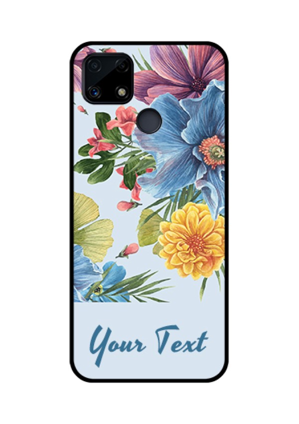 Narzo 20 Custom Glass Mobile Case - Stunning Watercolored Flowers Painting Design