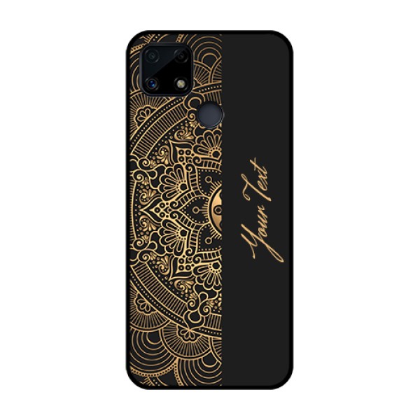 Narzo 20 Photo Printing on Glass Case - Mandala art with custom text Design