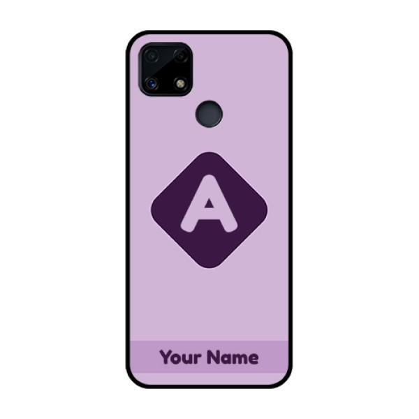 Narzo 20 Custom Glass Mobile Case - Custom Letter in curved badge Design Narzo 20 Custom Glass Mobile Case - Custom Letter in curved badge Design