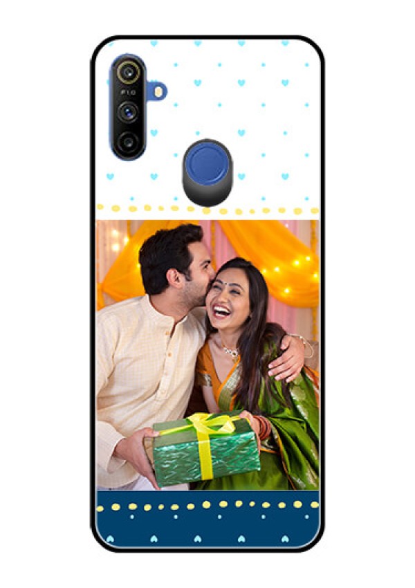 Narzo 20A Personalized Glass Phone Case  - White and Blue Abstract Design