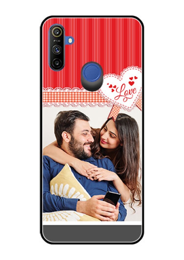 Narzo 20A Custom Glass Mobile Case  - Red Love Pattern Design