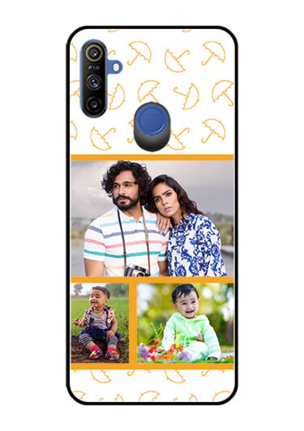 Narzo 20A Custom Glass Mobile Case  - Yellow Pattern Design