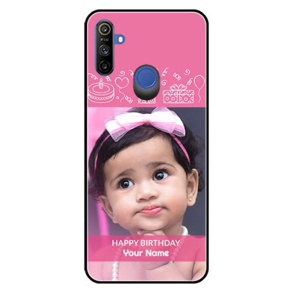 Narzo 20A Photo Printing on Glass Case  - with Birthday Line Art Design