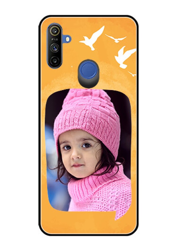 Narzo 20A Personalized Glass Phone Case  - Water Color Design with Bird Icons