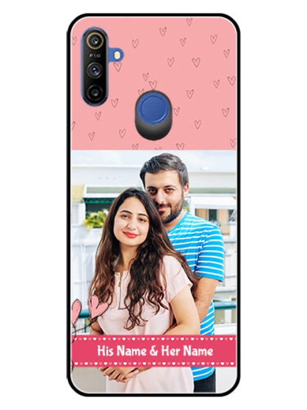 Custom Narzo 20A Personalized Glass Phone Case  - Love Design Peach Color