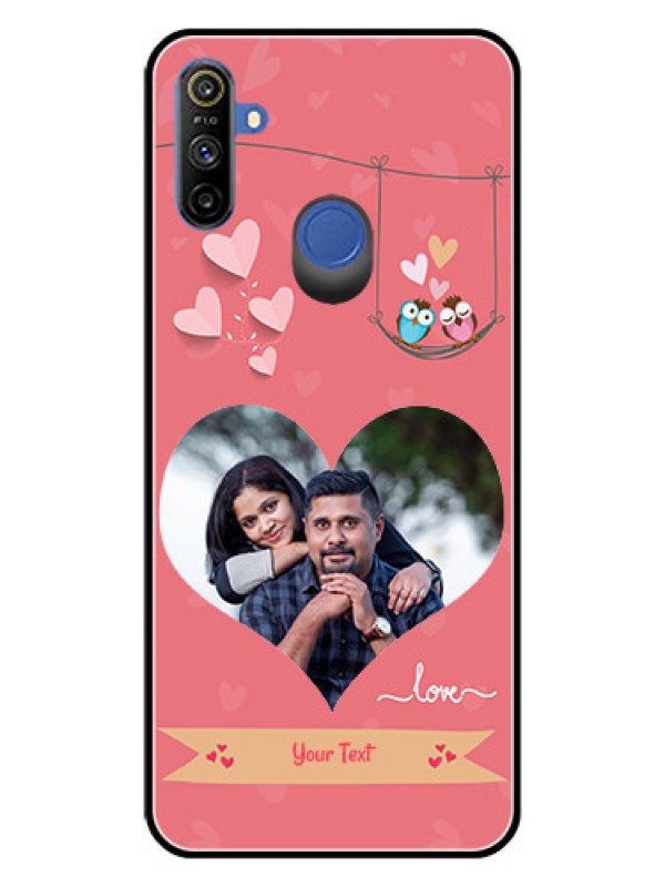 Custom Narzo 20A Personalized Glass Phone Case  - Peach Color Love Design 