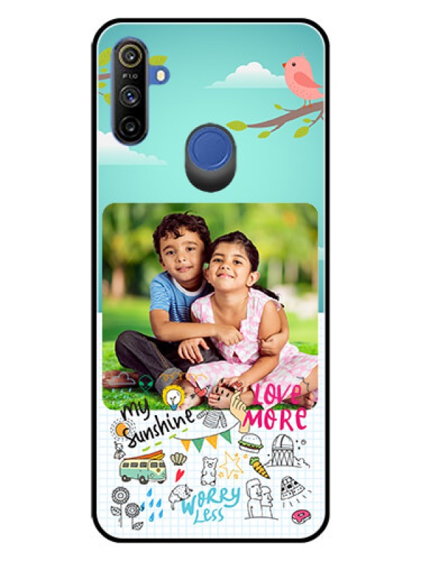 Custom Narzo 20A Photo Printing on Glass Case  - Doodle love Design