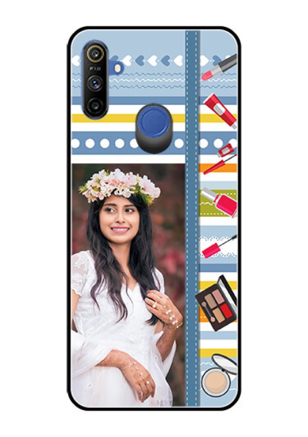 Narzo 20A Personalized Glass Phone Case  - Makeup Icons Design