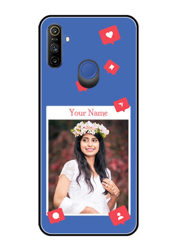 Narzo 20A Custom Glass Phone Case - Like Share And Comment Design