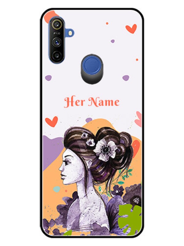Custom Narzo 20A Personalized Glass Phone Case - Woman And Nature Design