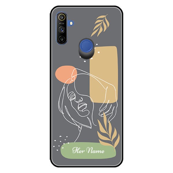 Narzo 20A Custom Glass Phone Case - Gazing Woman line art Design Narzo 20A Custom Glass Phone Case - Gazing Woman line art Design