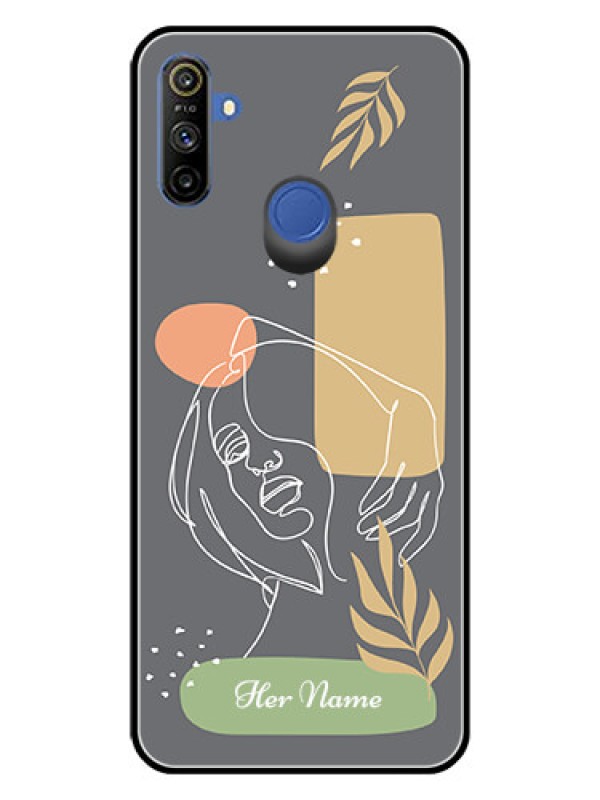 Custom Narzo 20A Custom Glass Phone Case - Gazing Woman line art Design