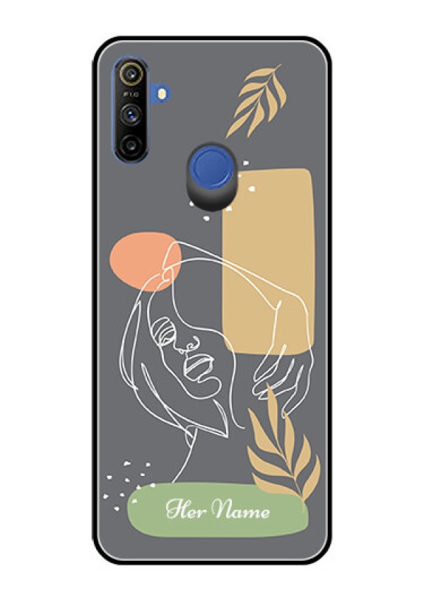 Narzo 20A Custom Glass Phone Case - Gazing Woman line art Design