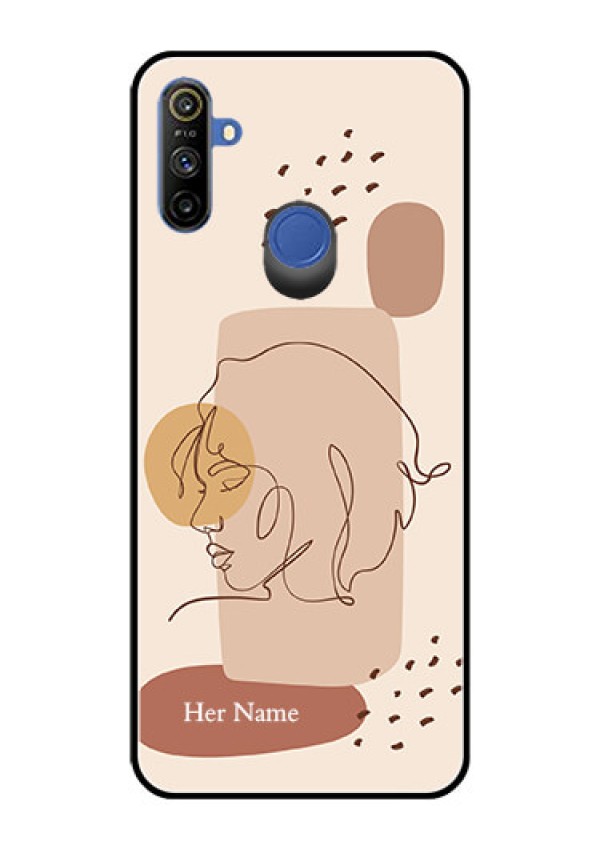 Narzo 20A Photo Printing on Glass Case - Calm Woman line art Design