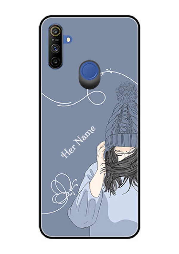 Narzo 20A Custom Glass Mobile Case - Girl in winter outfit Design
