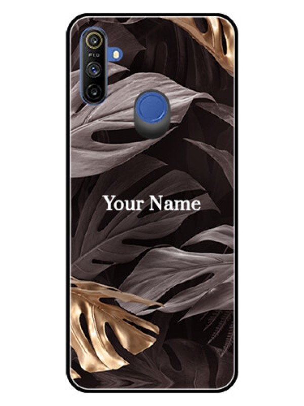 Custom Narzo 20A Personalised Glass Phone Case - Wild Leaves digital paint Design