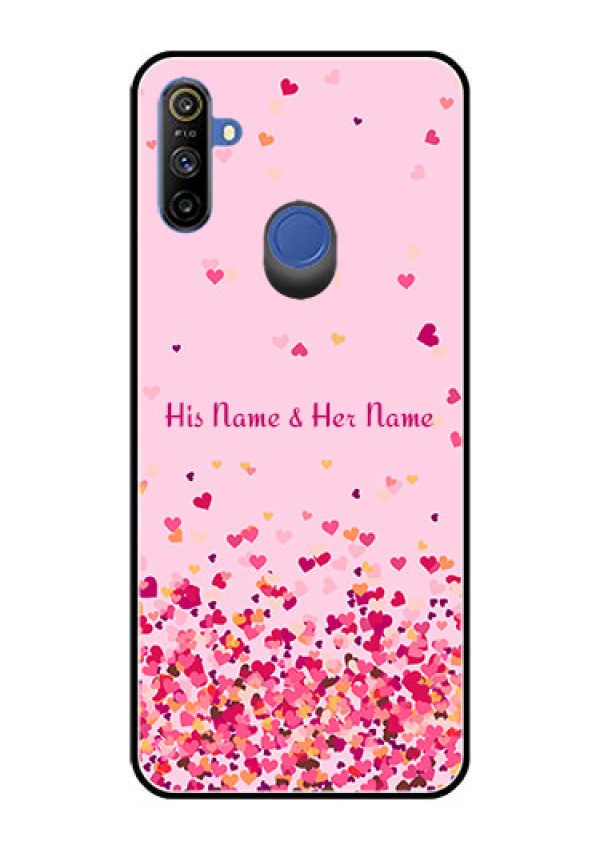 Narzo 20A Photo Printing on Glass Case - Floating Hearts Design