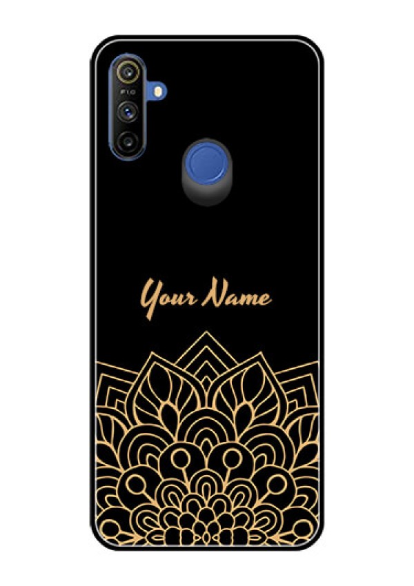Narzo 20A Custom Glass Phone Case - Golden mandala Design