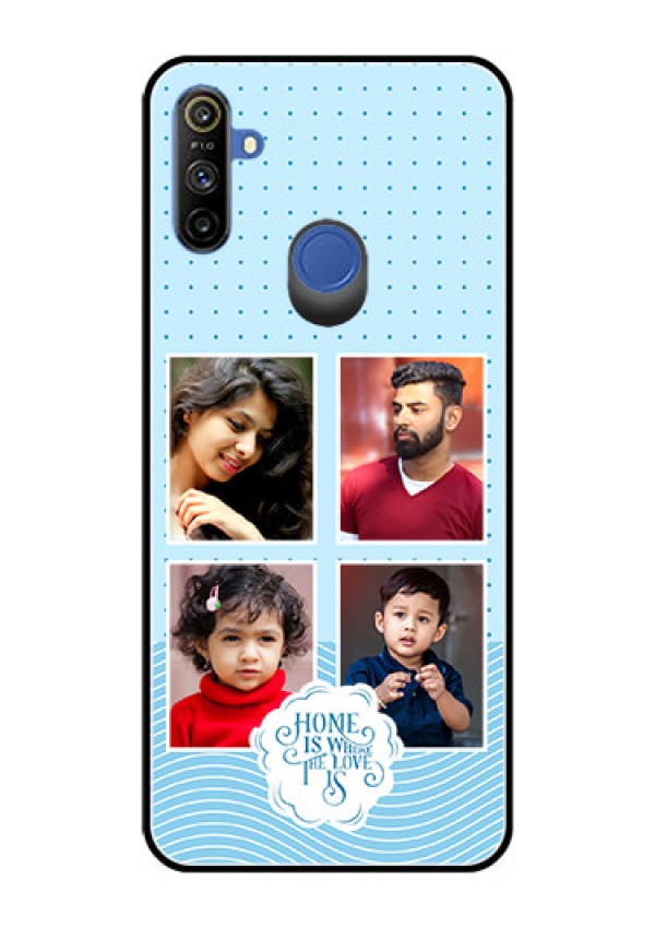 Narzo 20A Custom Glass Phone Case - Cute love quote with 4 pic upload Design