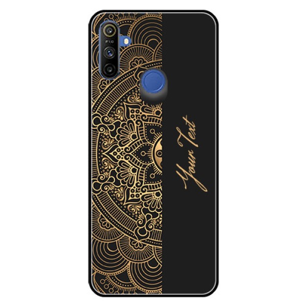 Narzo 20A Photo Printing on Glass Case - Mandala art with custom text Design