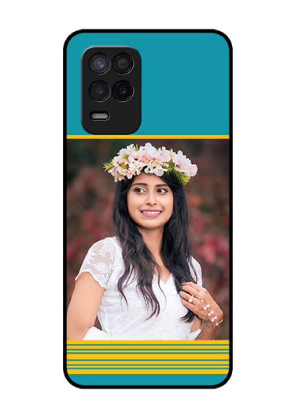 Realme Narzo 30 5G Custom Glass Phone Case - Yellow & Blue Design 