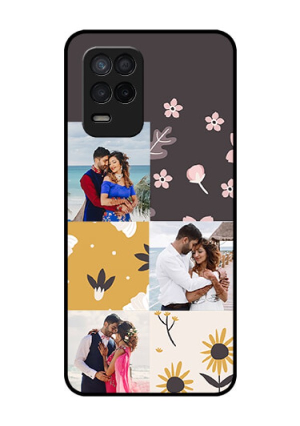Realme Narzo 30 5G Photo Printing on Glass Case - 3 Images with Floral Design
