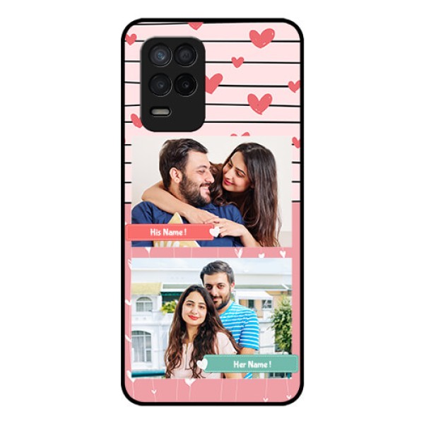 Realme Narzo 30 5G Custom Glass Mobile Case - Photo with Heart Design Realme Narzo 30 5G Custom Glass Mobile Case - Photo with Heart Design