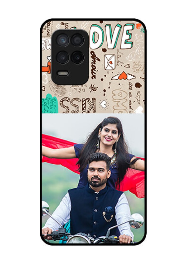 Realme Narzo 30 5G Custom Glass Phone Case - Love Doodle Pattern 