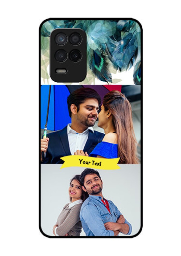Realme Narzo 30 5G Personalized Glass Phone Case - Image with Boho Peacock Feather Design