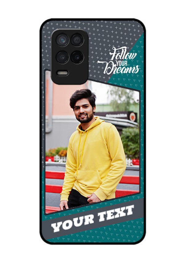 Realme Narzo 30 5G Personalized Glass Phone Case - Background Pattern Design with Quote