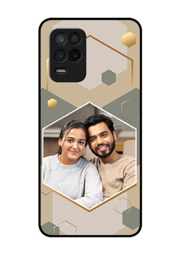 Narzo 30 5G Photo Printing on Glass Case - Stylish Hexagon Pattern Design