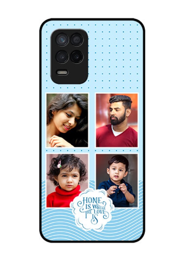 Narzo 30 5G Custom Glass Phone Case - Cute love quote with 4 pic upload Design