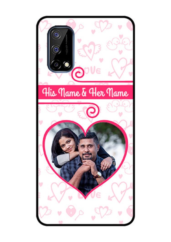 Realme Narzo 30 Pro 5G Personalized Glass Phone Case - Heart Shape Love Design
