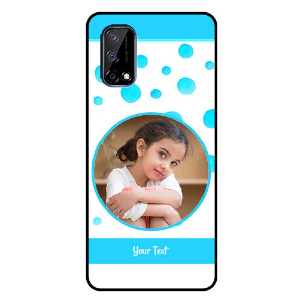Realme Narzo 30 Pro 5G Photo Printing on Glass Case - Blue Bubbles Pattern Design Realme Narzo 30 Pro 5G Photo Printing on Glass Case - Blue Bubbles Pattern Design