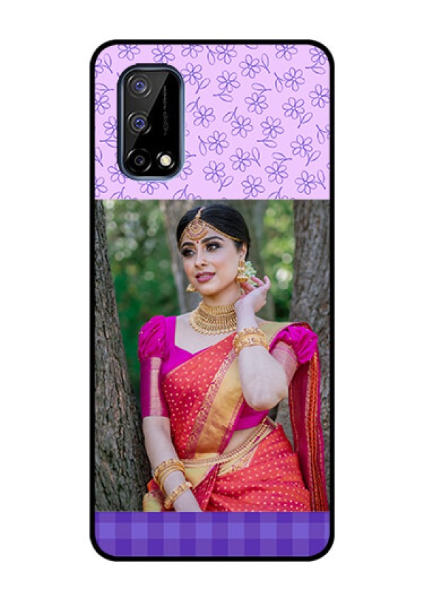Realme Narzo 30 Pro 5G Custom Glass Phone Case - Purple Floral Design