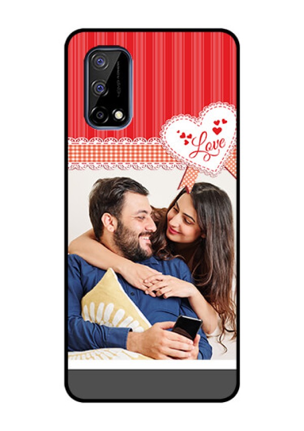 Realme Narzo 30 Pro 5G Custom Glass Mobile Case - Red Love Pattern Design