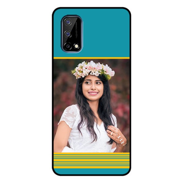 Realme Narzo 30 Pro 5G Custom Glass Phone Case - Yellow & Blue Design 