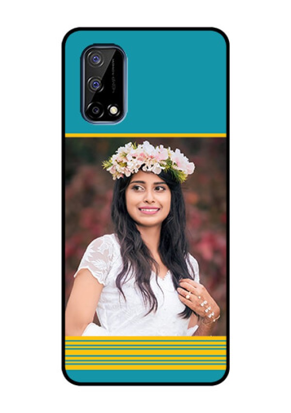 Realme Narzo 30 Pro 5G Custom Glass Phone Case - Yellow & Blue Design 