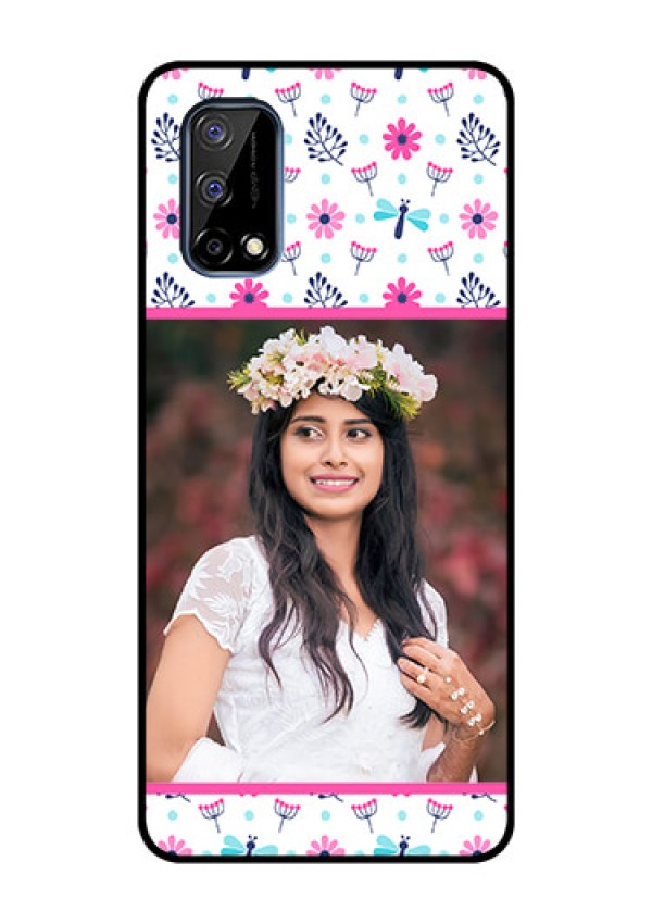 Realme Narzo 30 Pro 5G Photo Printing on Glass Case - Colorful Flower Design