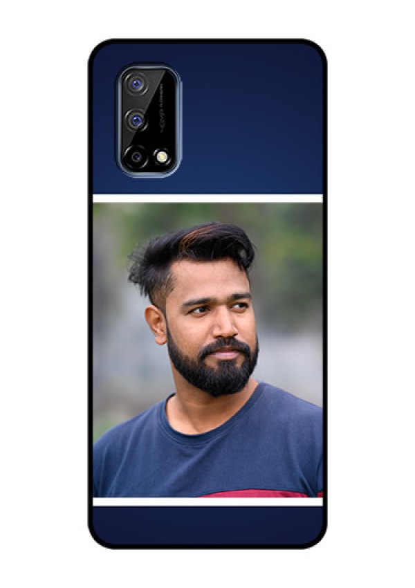 Realme Narzo 30 Pro 5G Personalized Glass Phone Case - Simple Royal Blue Design