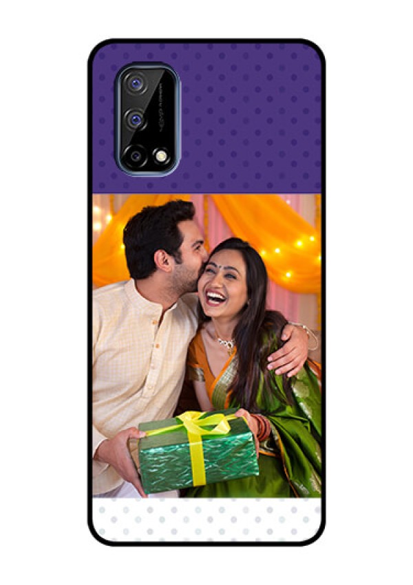 Realme Narzo 30 Pro 5G Personalized Glass Phone Case - Violet Pattern Design