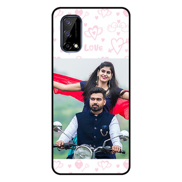 Realme Narzo 30 Pro 5G Custom Glass Mobile Case - Pink Flying Heart Design Realme Narzo 30 Pro 5G Custom Glass Mobile Case - Pink Flying Heart Design