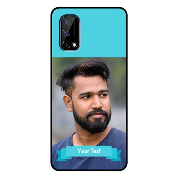 Realme Narzo 30 Pro 5G Personalized Glass Phone Case - Simple Blue Color Design Realme Narzo 30 Pro 5G Personalized Glass Phone Case - Simple Blue Color Design