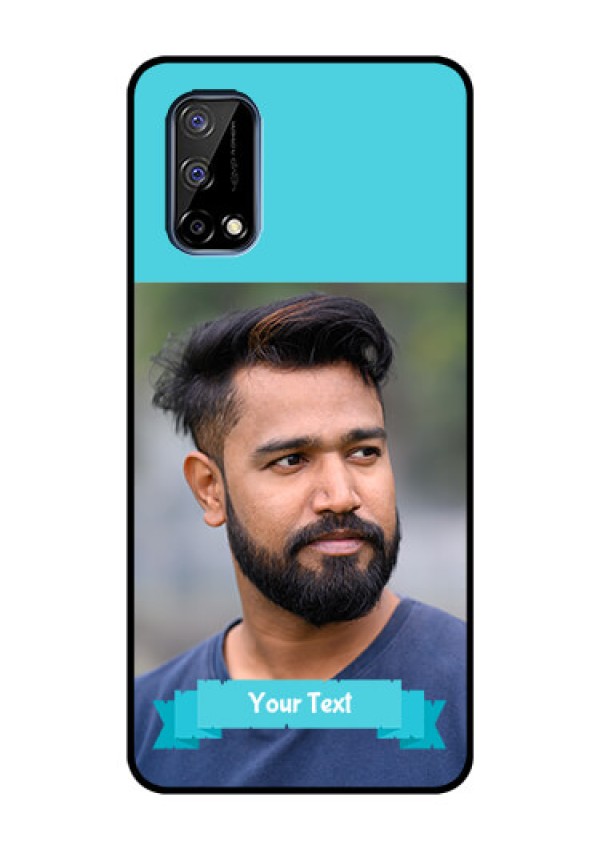 Realme Narzo 30 Pro 5G Personalized Glass Phone Case - Simple Blue Color Design